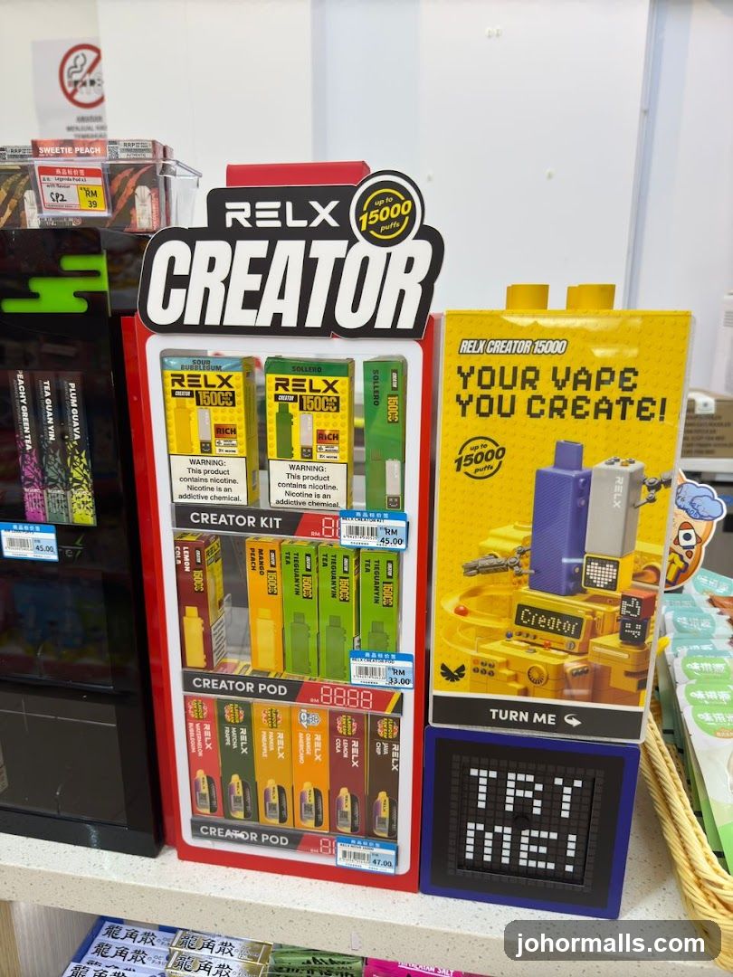 RELX Creator Vaping Products Display