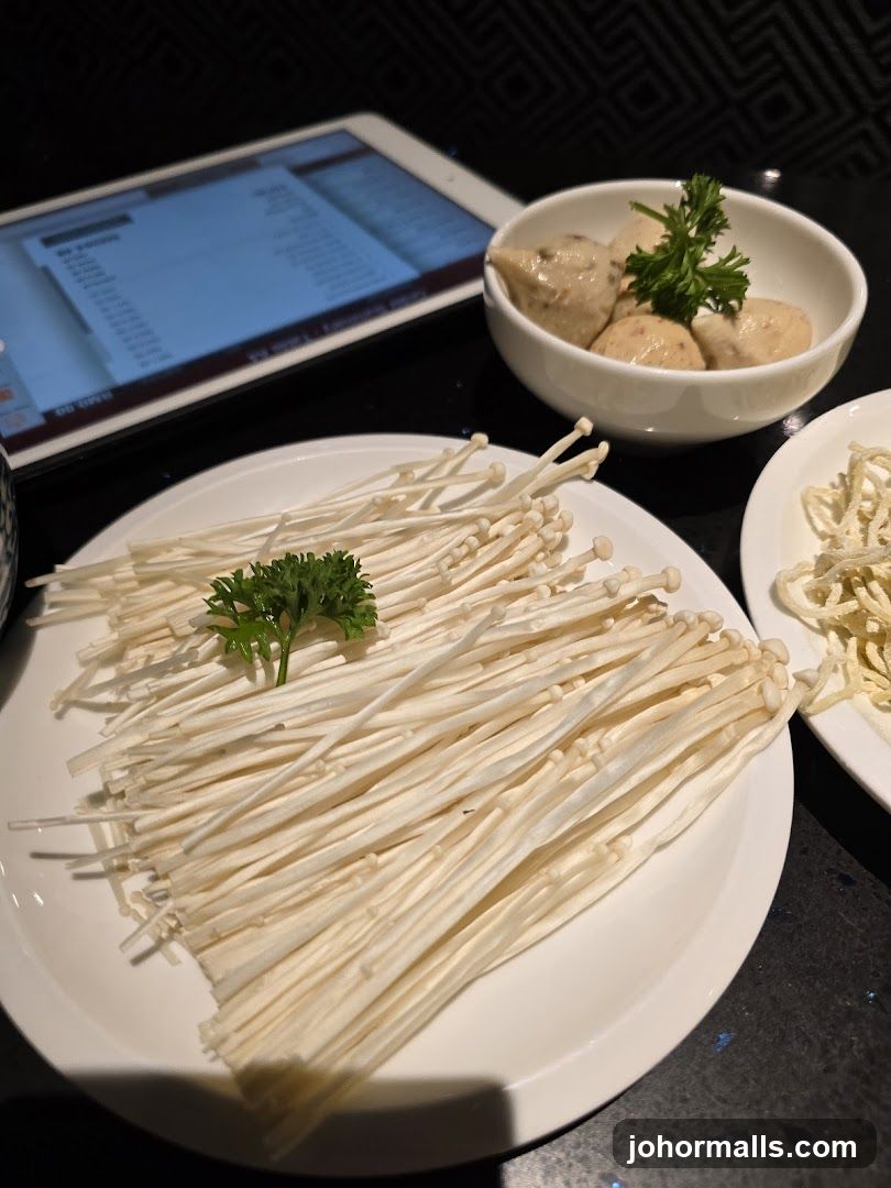 Enoki Mushrooms and Meatballs