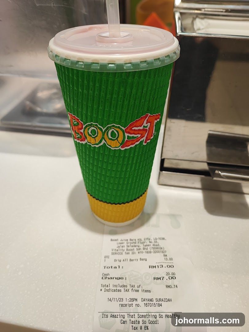 Boost Juice Receipt
