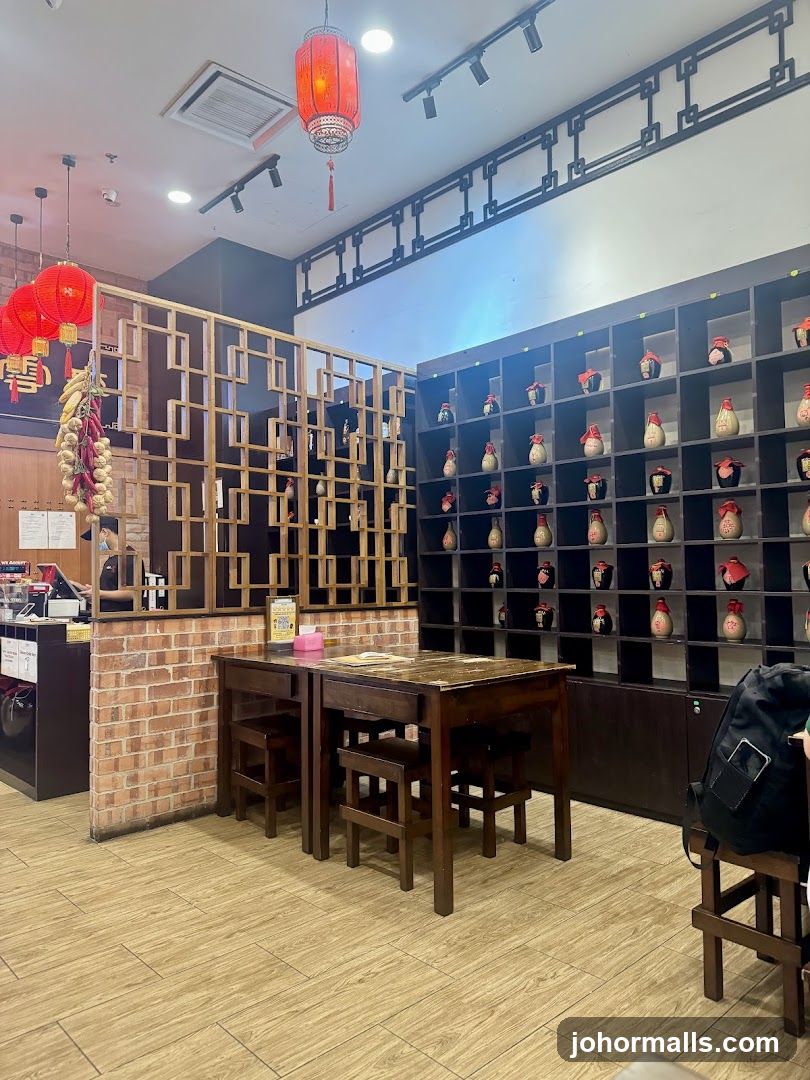 Restaurant Interior with Decorative Shelving
