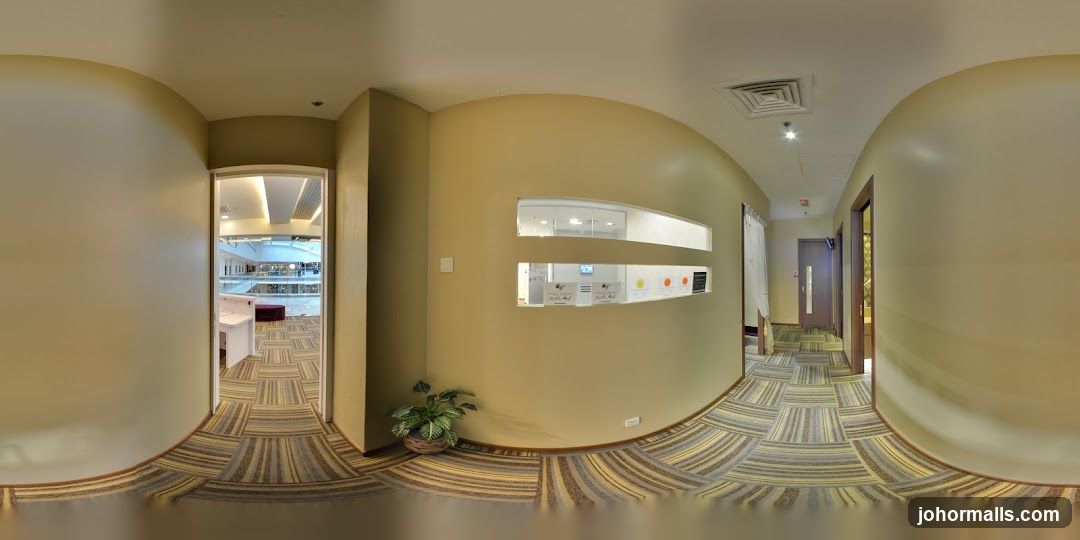 Interior hallway with reception area