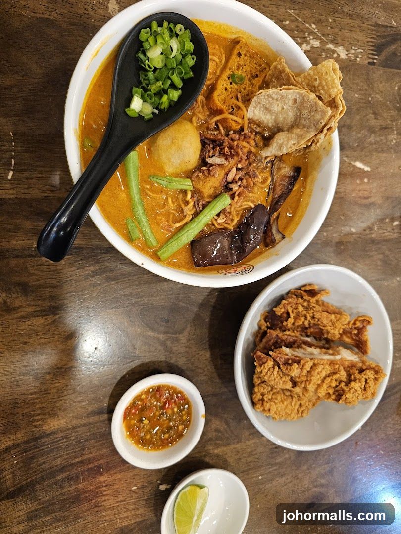 Curry Noodles with Fried Chicken