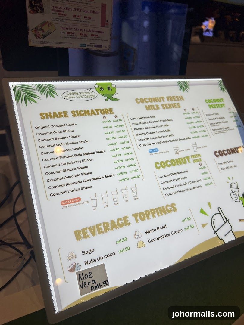Coconut Drinks Menu