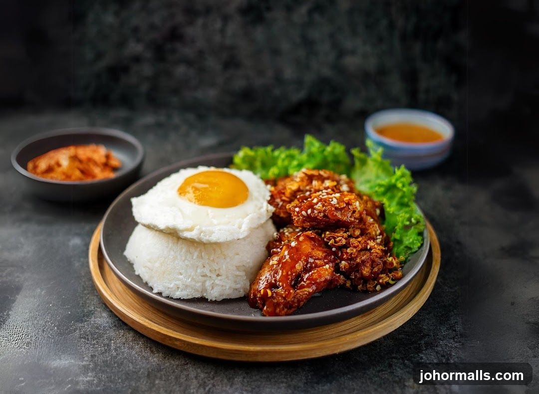 Korean Fried Chicken with Rice and Egg