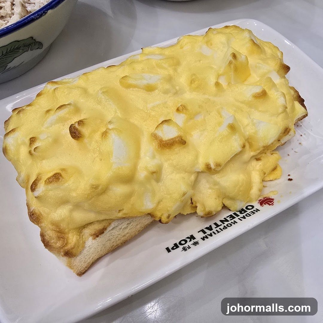 Toast with fluffy egg topping