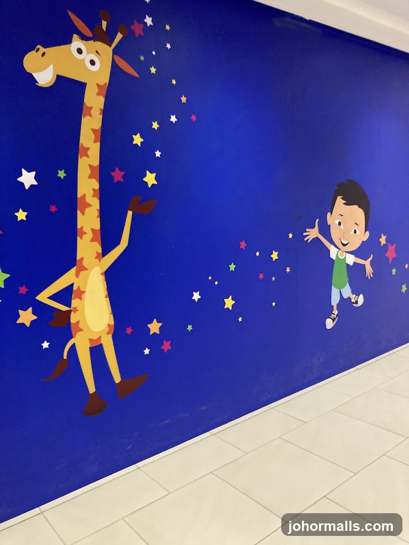 Wall Mural with Giraffe and Boy