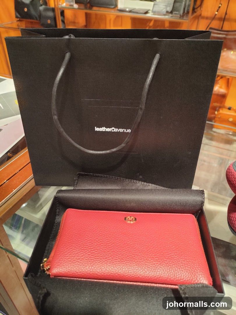 Red Wallet and Shopping Bag
