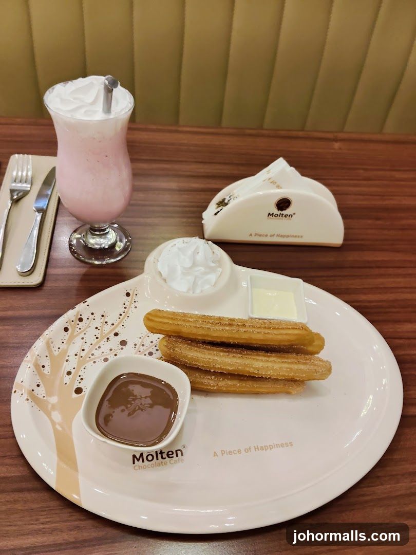 Churros with Chocolate Dip and Milkshake