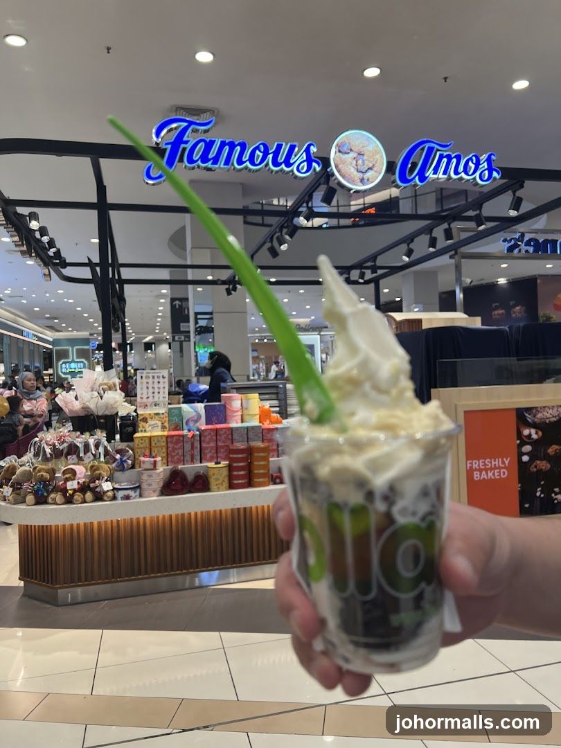 Dessert with Famous Amos Signage