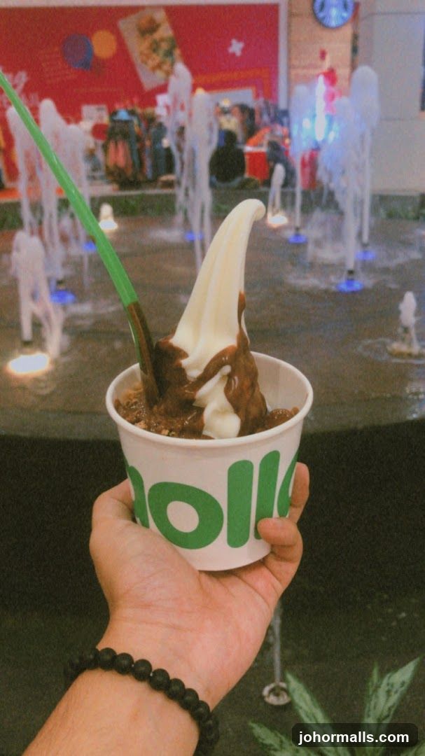 Frozen Yogurt with Chocolate Sauce