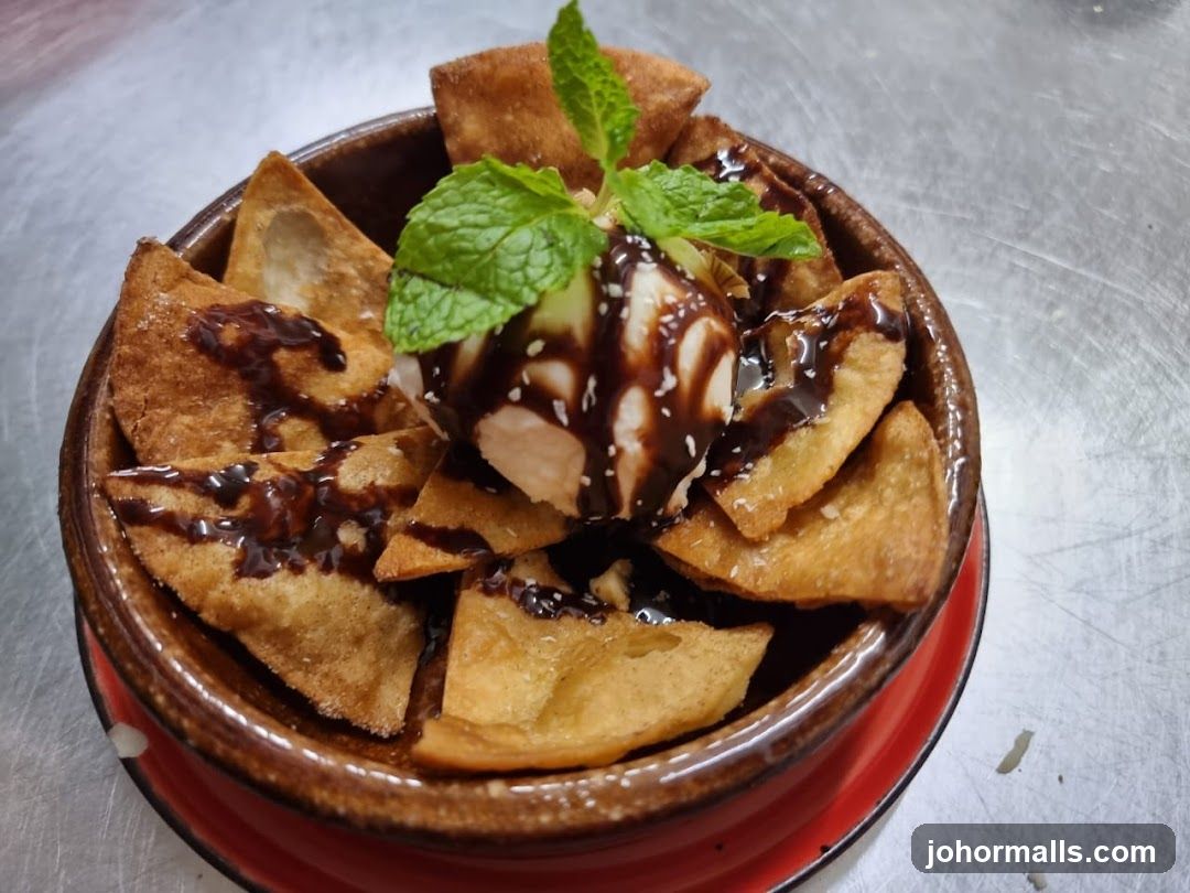 Dessert with Fried Tortilla Chips and Ice Cream