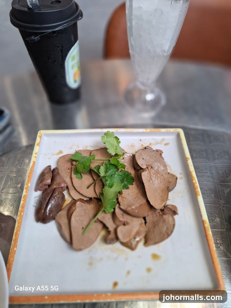 Sliced Liver Dish with Drinks