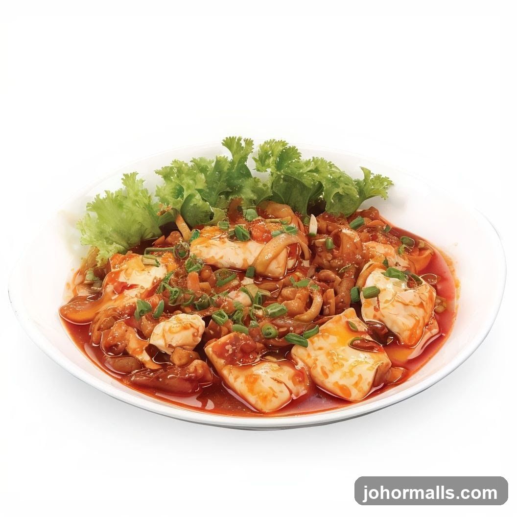 Tofu and Squid in Chili Sauce