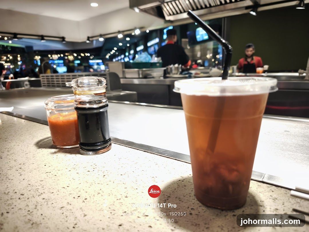 Beverage and Condiments on Counter