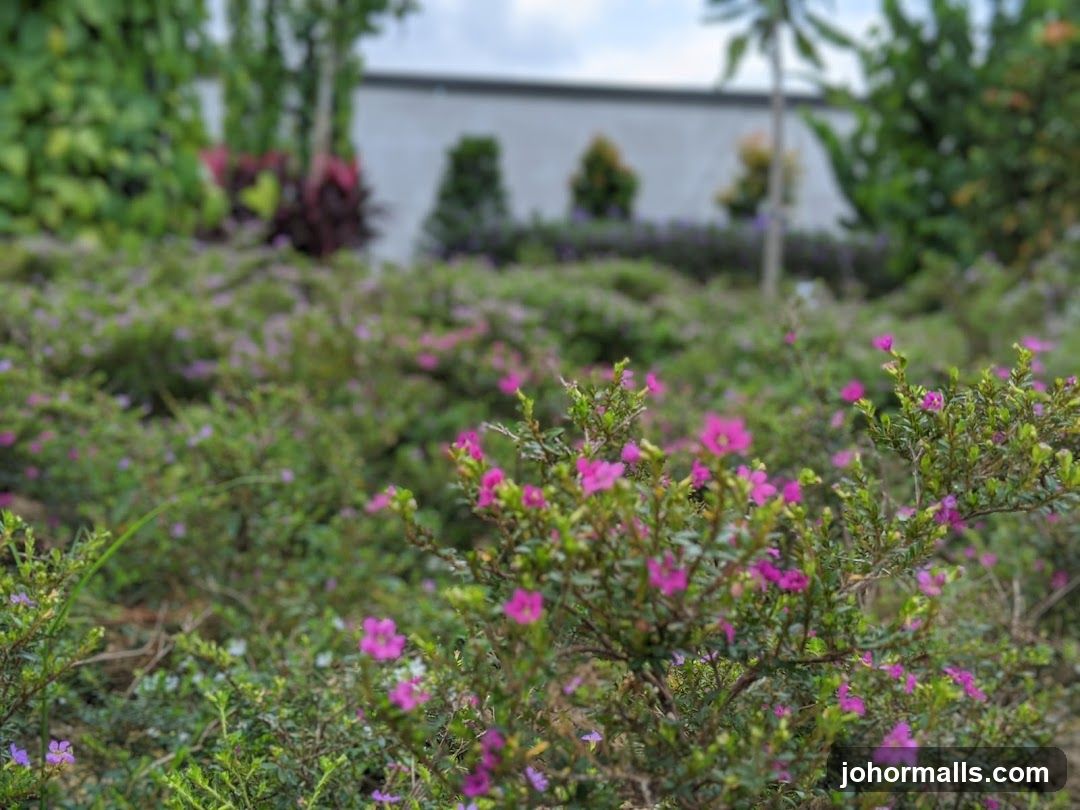 Lush Garden with Pink Flowers