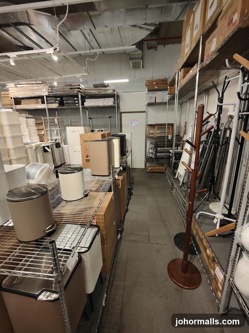 Storage Room with Shelving and Products