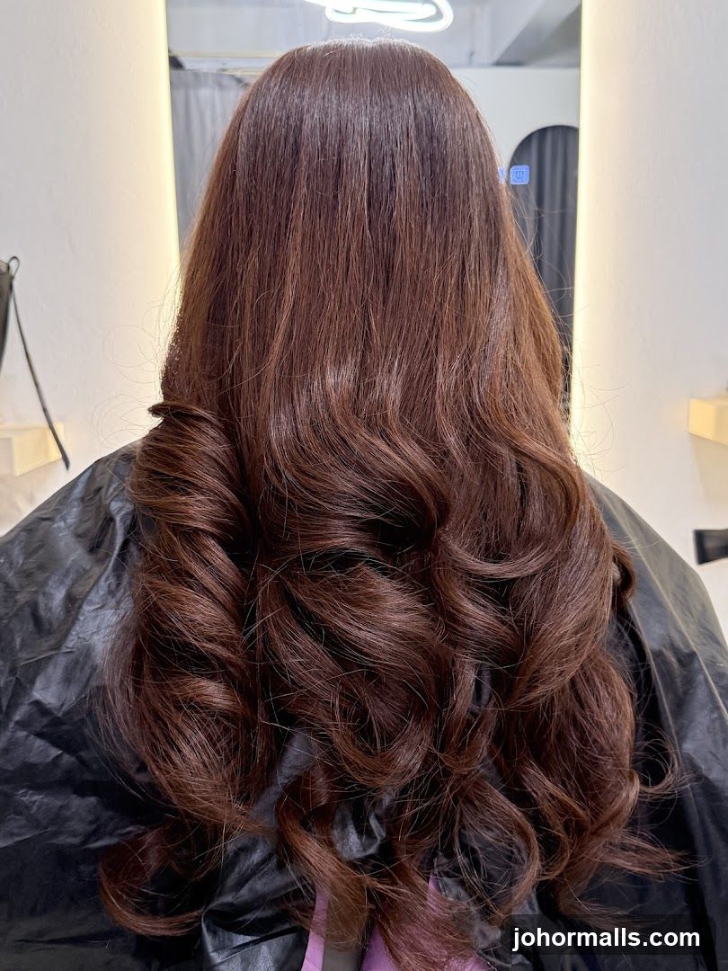 Woman with styled brown hair