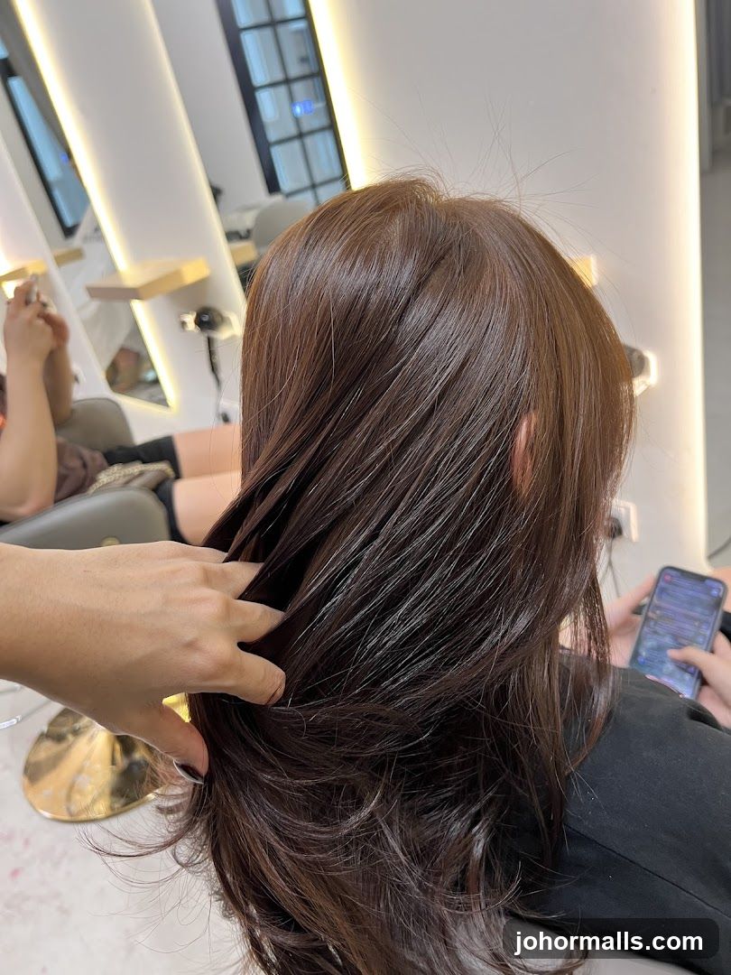 Hairdresser styling a client's hair