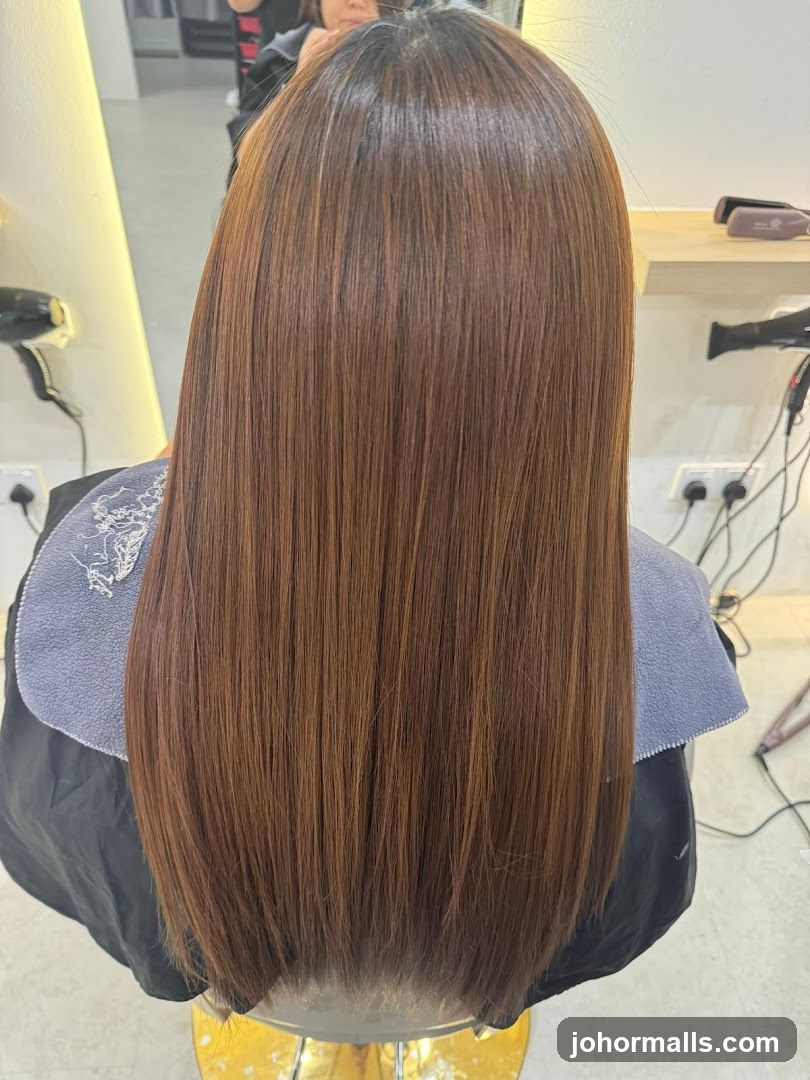 Woman's freshly styled brown hair
