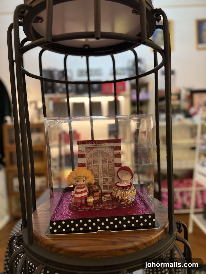 Display of a miniature scene with a doll