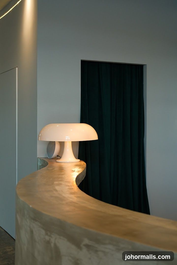 Mushroom Lamp on Curved Counter