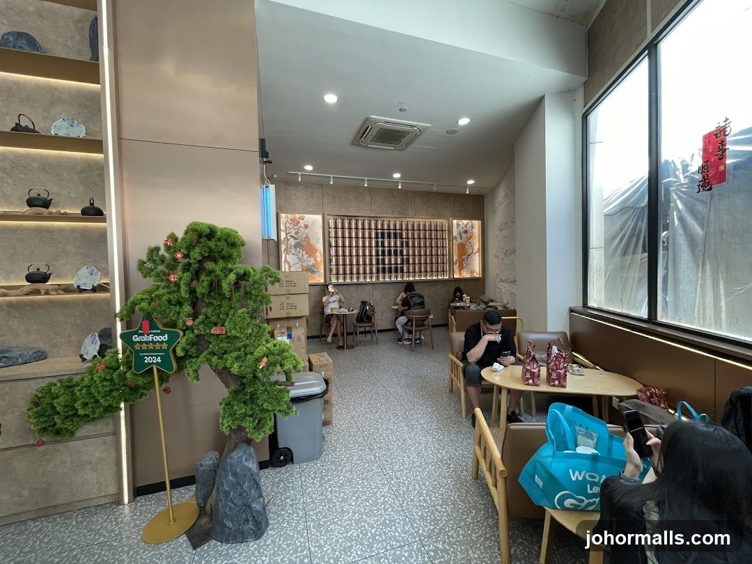 Interior of a cafe with customers
