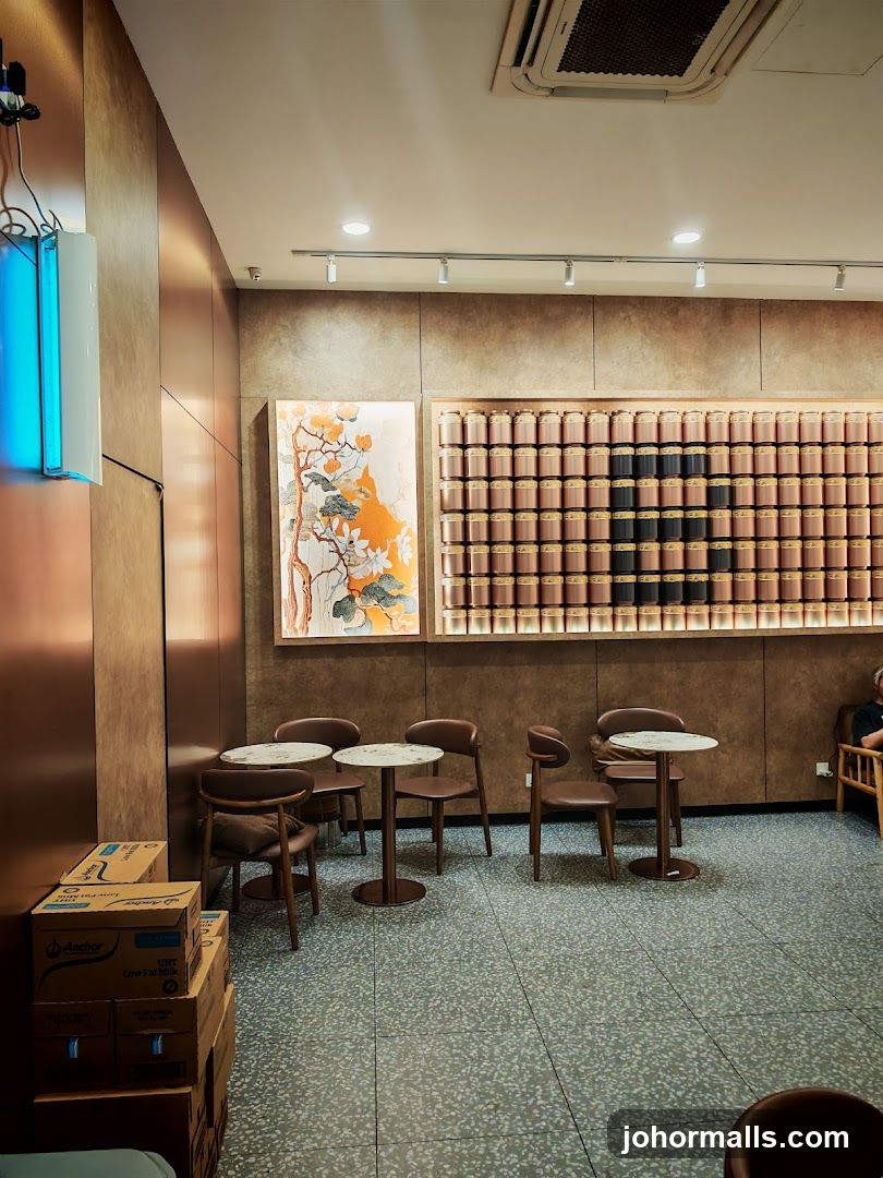 Cafe Interior with Seating and Wall Decor