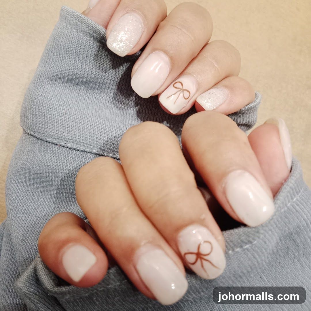 Nail Art with Bow Design