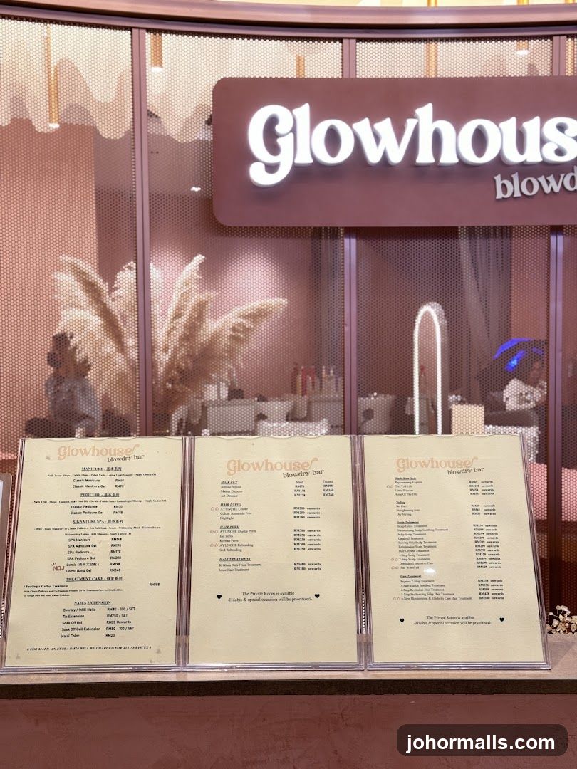 Glowhouse Blowdry Bar Menu