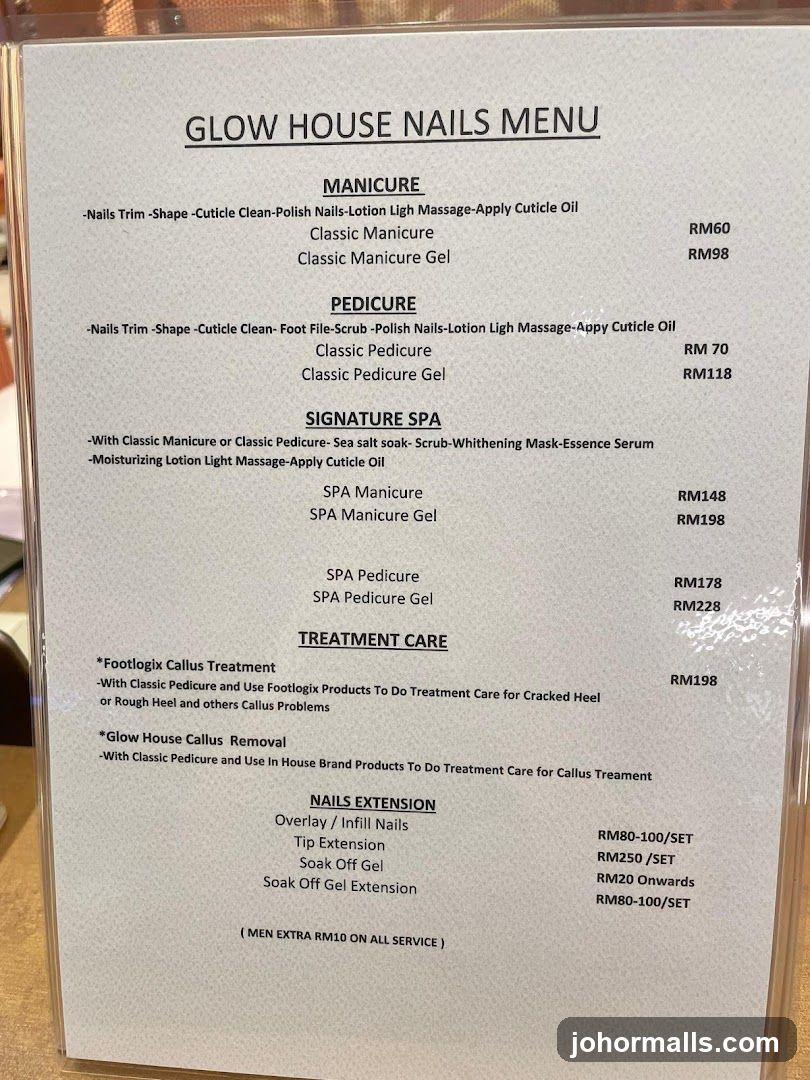 GLOW HOUSE NAILS MENU