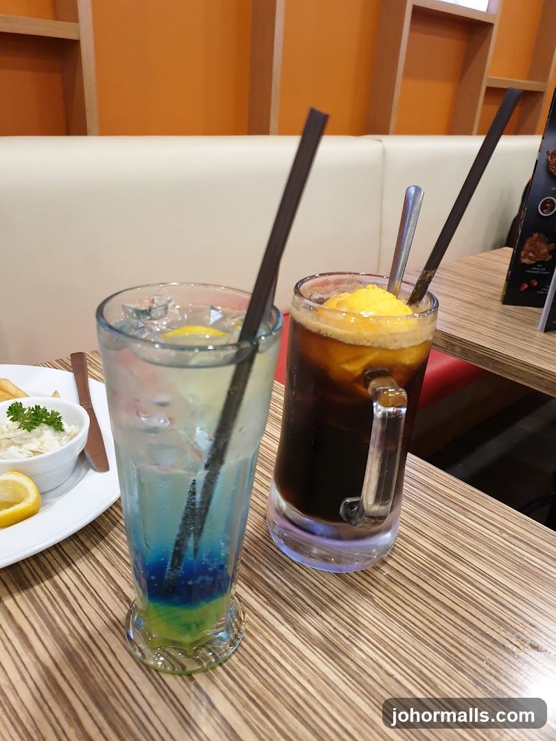Two drinks on a table