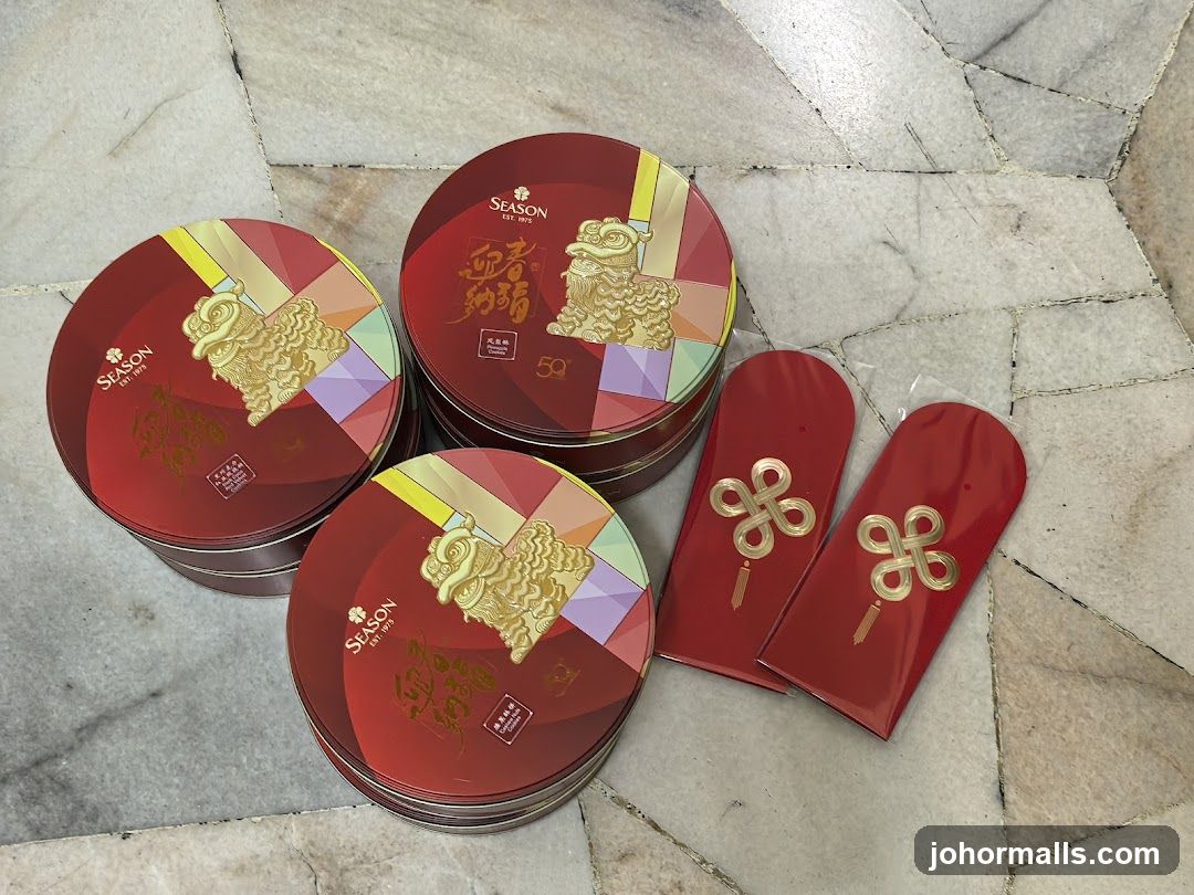 Season's Greetings Gift Boxes and Red Envelopes