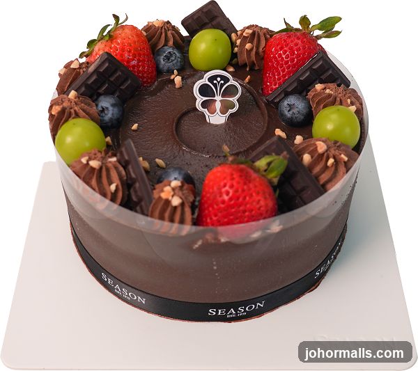 Chocolate Cake with Fruits and Chocolate Decorations