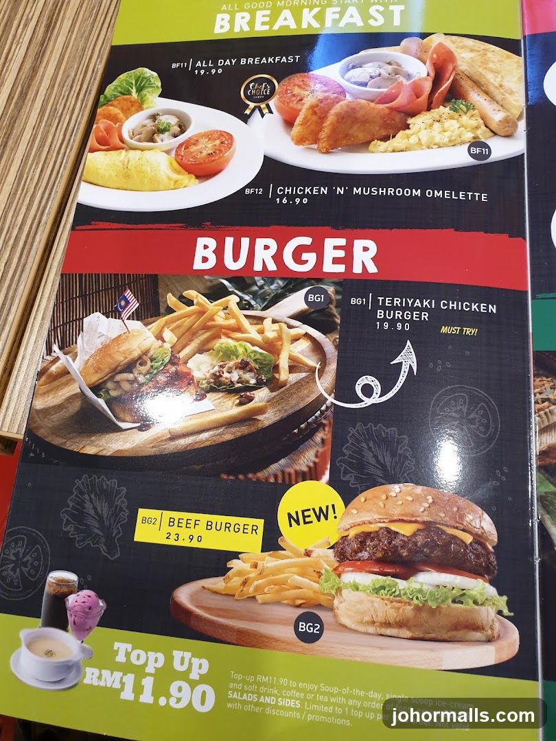 Breakfast and Burger Menu