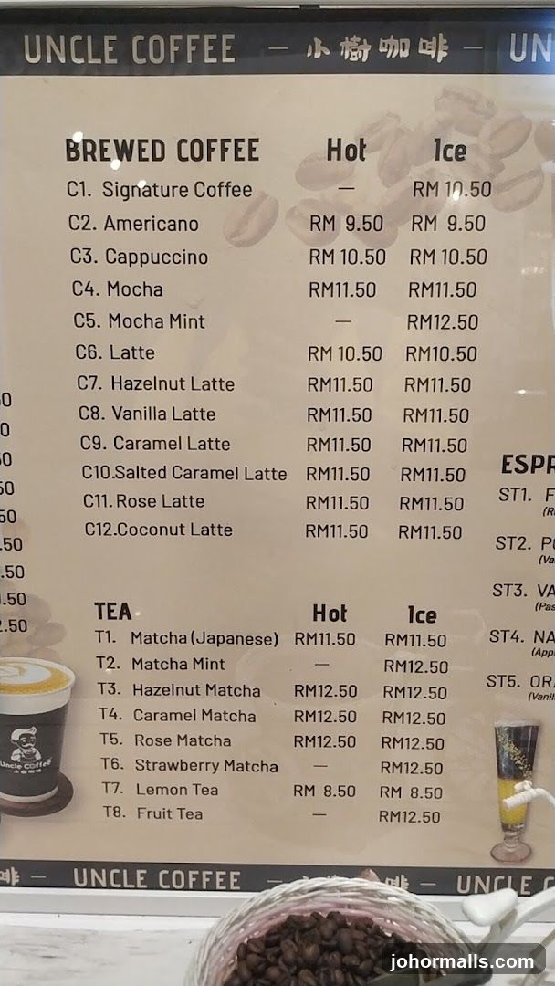 Uncle Coffee Menu