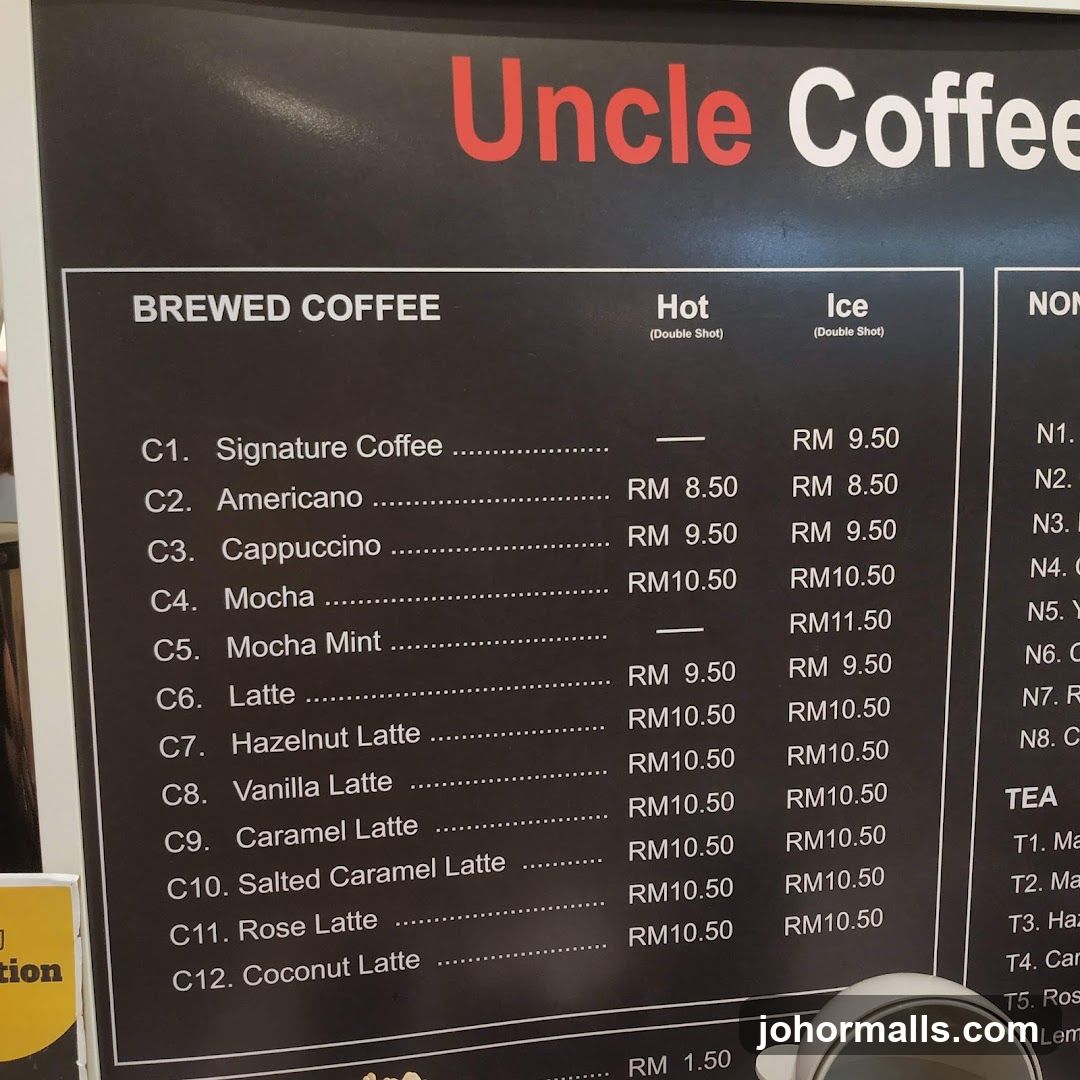 Uncle Coffee Menu