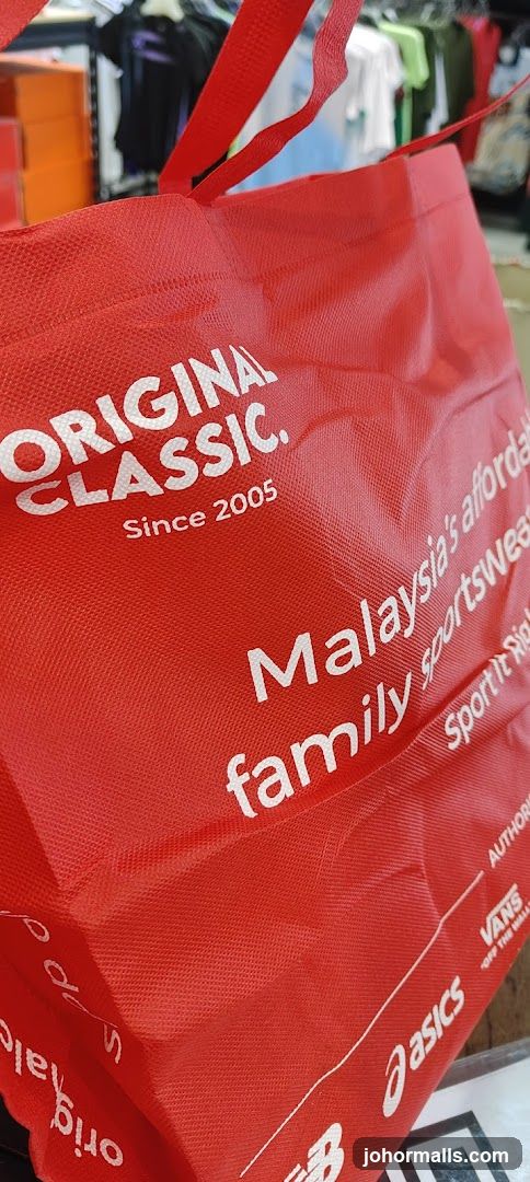 Red Shopping Bag with Brand Logos