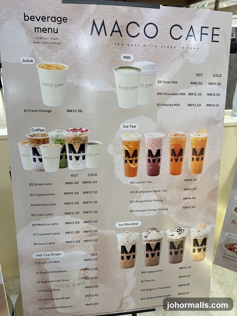 MACO CAFE beverage menu