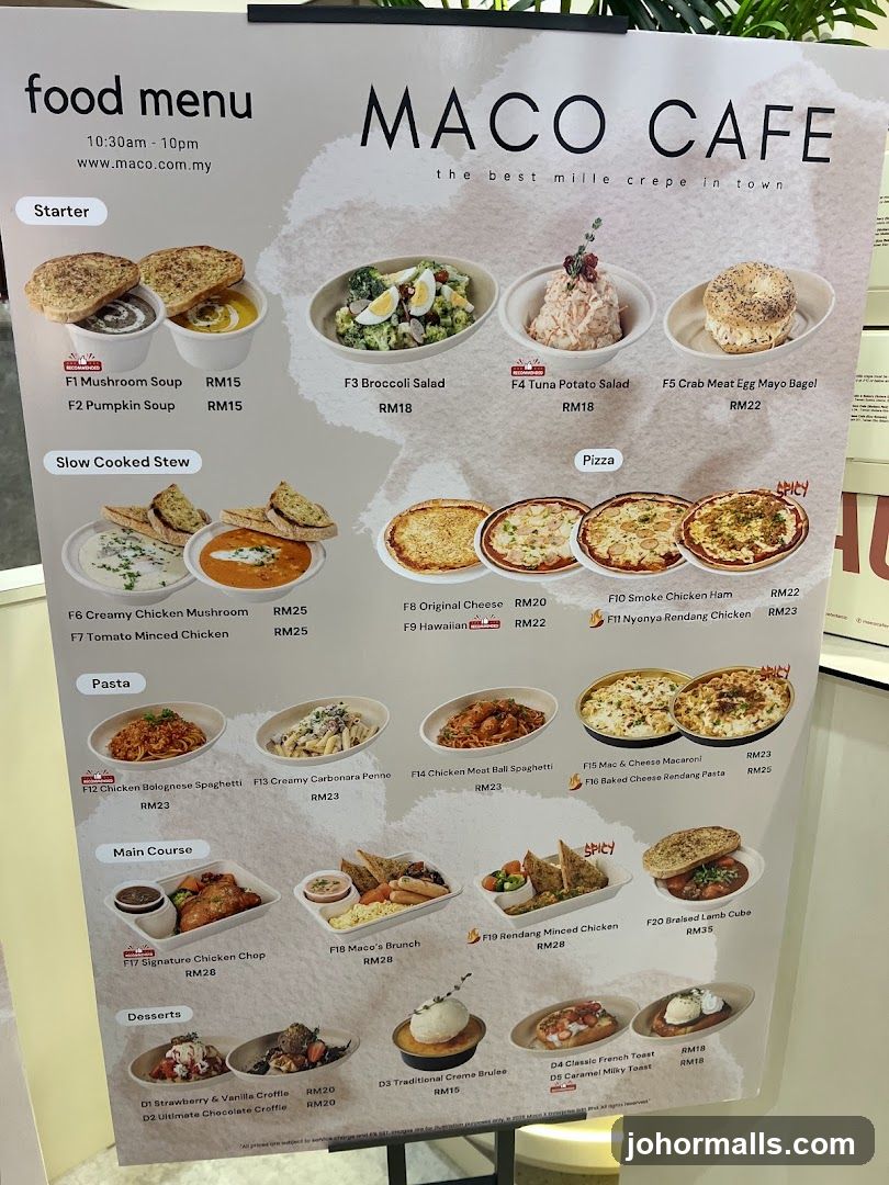 MACO CAFE food menu
