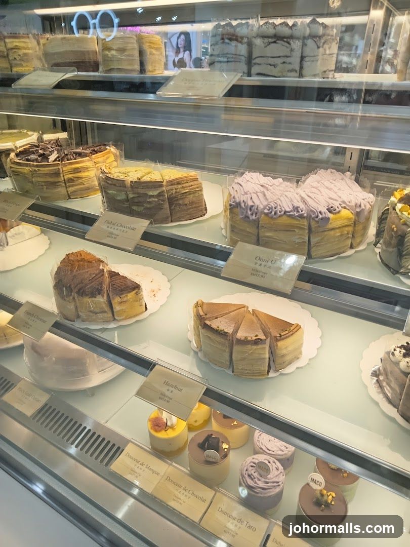 Cakes in a Display Case