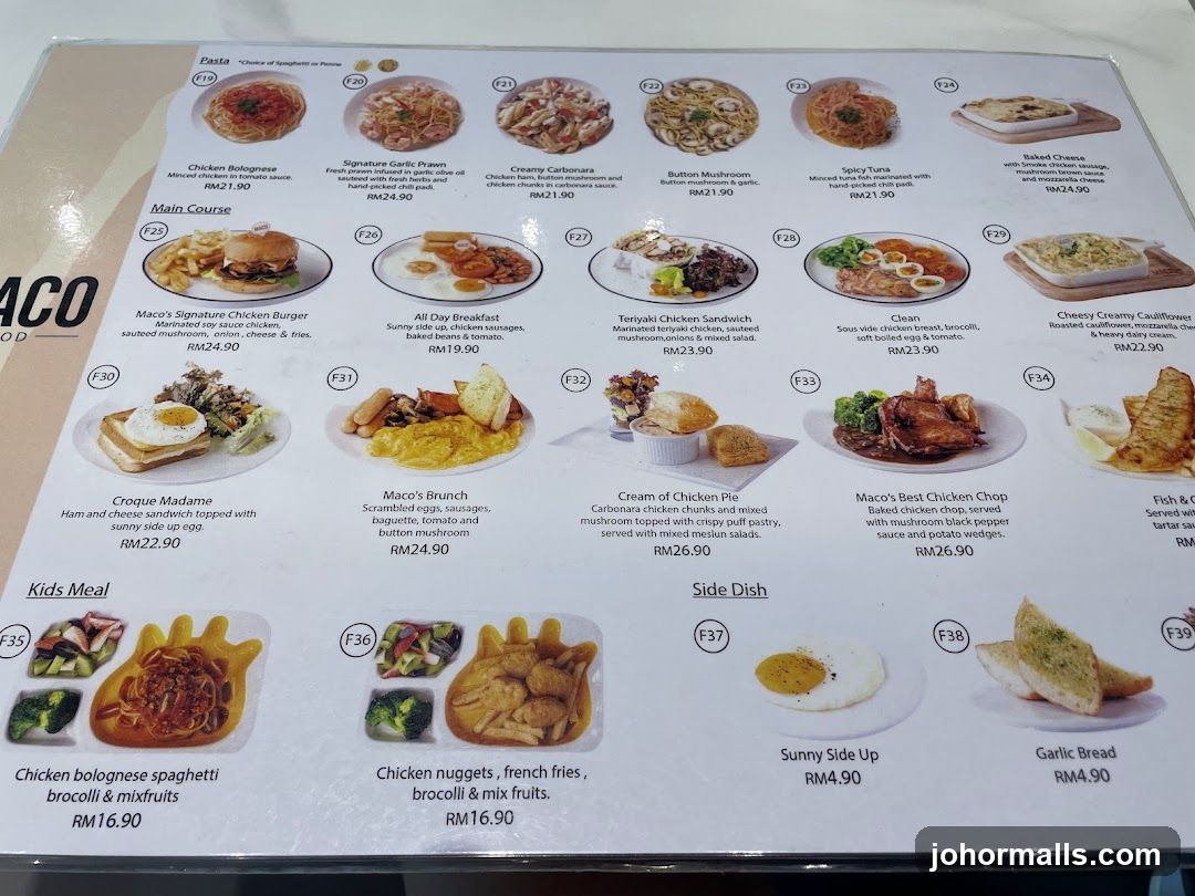 Maco Food Menu
