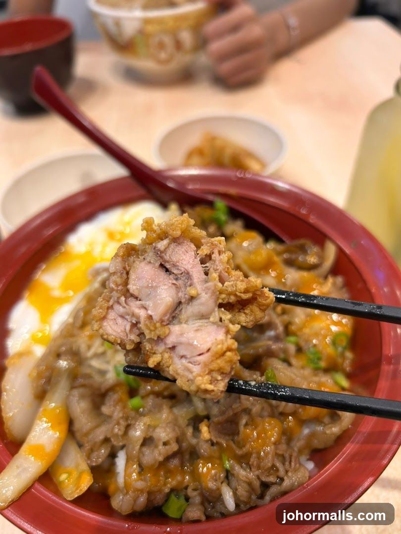 Close-up of a bowl of food with fried chicken