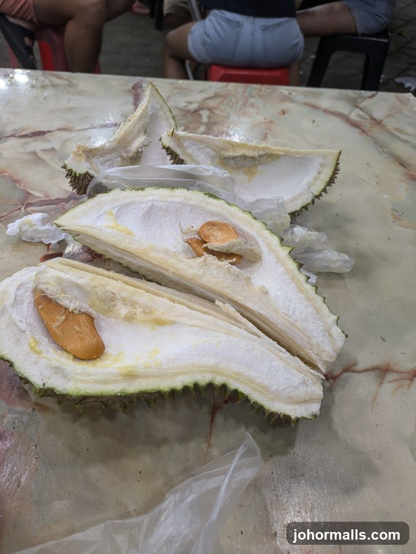 Opened Durian Fruit on Table