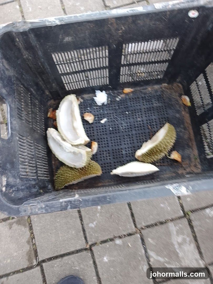 Durian Peels in a Crate