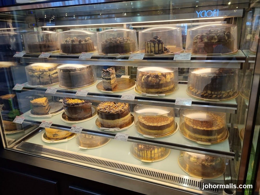 Cakes in a Display Case