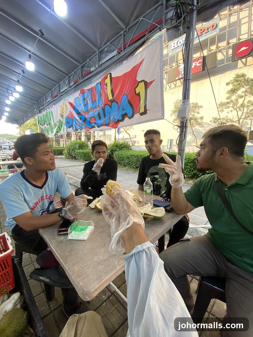 People eating durian
