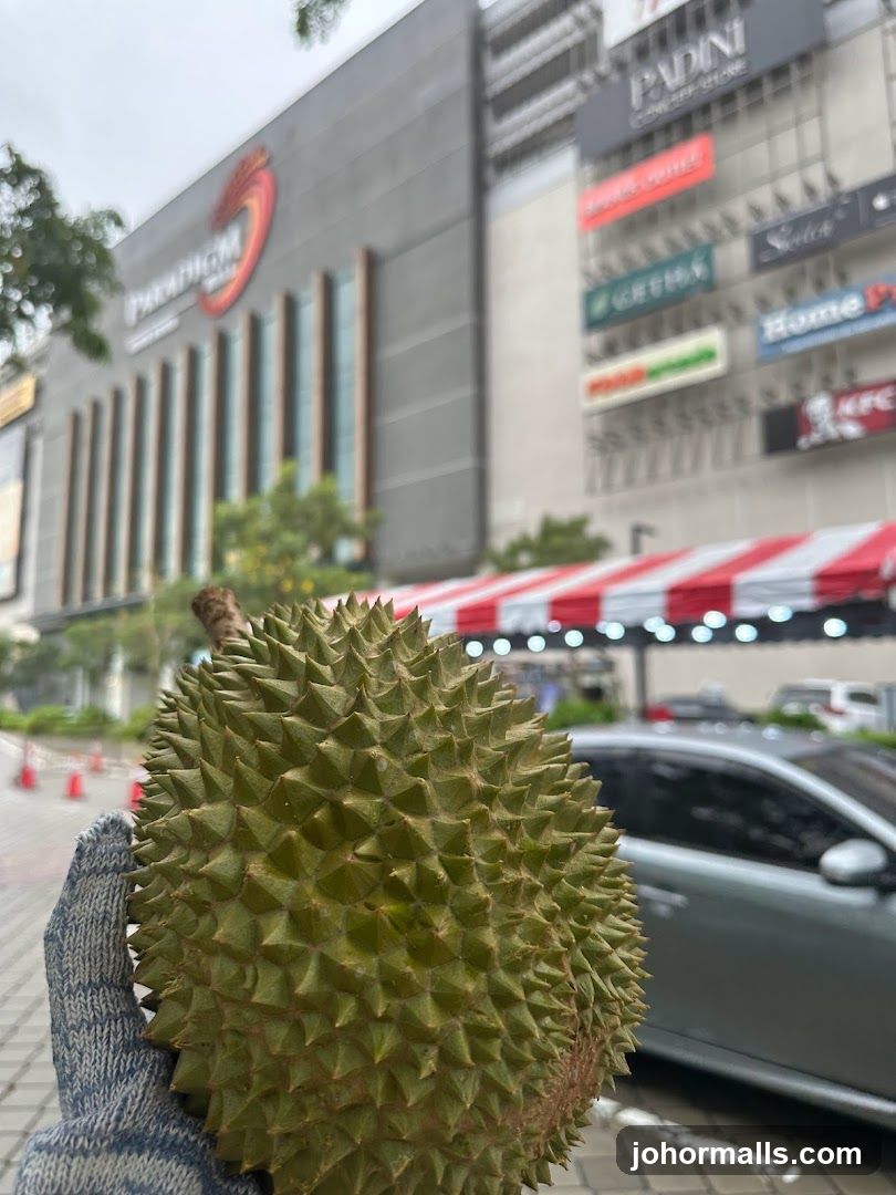 Durian in front of a shopping mall