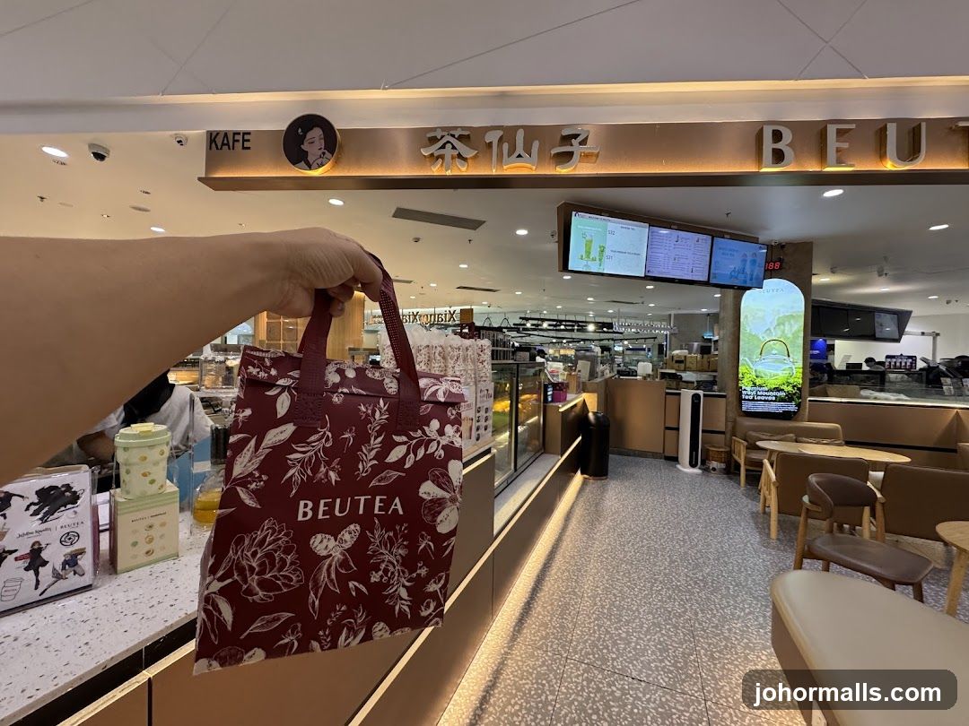 Tea Shop Interior with Branded Bag