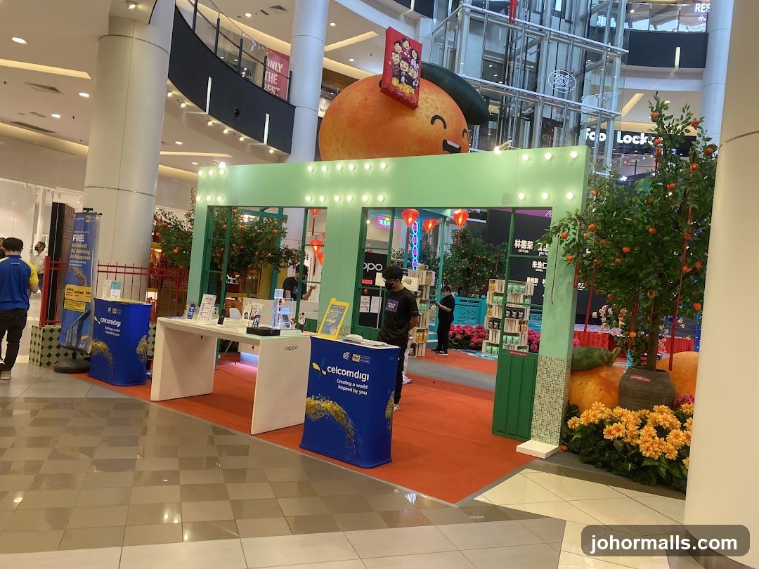 Promotional Booth with Orange Decorations