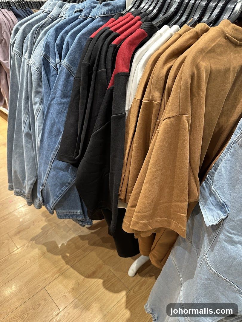 Clothing Rack with Assorted Tops